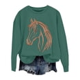 thumbnail image 6 of Long Sleeve Shirts for Women Hemlock Horse Print Sweatshirts for Women Riding Horse Lover Long Sleeve Crew Neck Pullover Tops Casual Loose Shirts Sweatshirt, 6 of 7