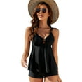 thumbnail image 4 of SWSMCLT Women's Two Piece Tankini Swimsuit Full Coverage Bathing Suit Boyleg Swimwear Spaghetti Strap Swimming Summer Black 3X-Large, 4 of 4