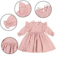 thumbnail image 4 of KYAIGUO Kids Toddler Girls Spring Fall Dress Baby Long Sleeve Pullover Dress Casual Ruffle Solid Color Cotton Dress Little Girls New Dress Princess Dress for 2-6 Years, 4 of 7