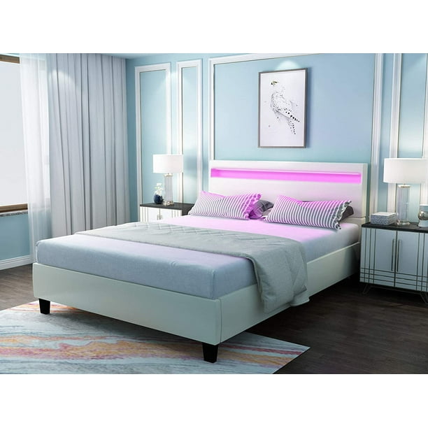 Mecor Queen Size Led Bed Frame 8, Contemporary Queen Bed Frame With Headboard