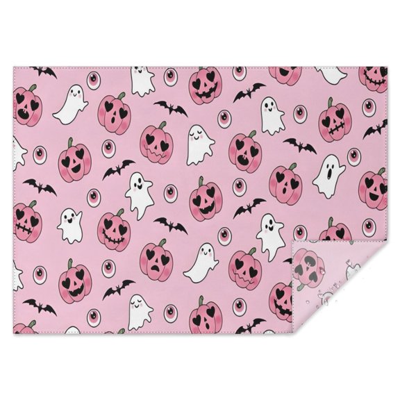 Halloween Pink Ghosts and Heart Pumpkins Rectangle Tablecloth 60"x84",Waterproof Polyester Rectangle Table Cloth, Wipeable Spillproof Polyester Tablecloth for Dining, Camping, Indoor and Outdoor