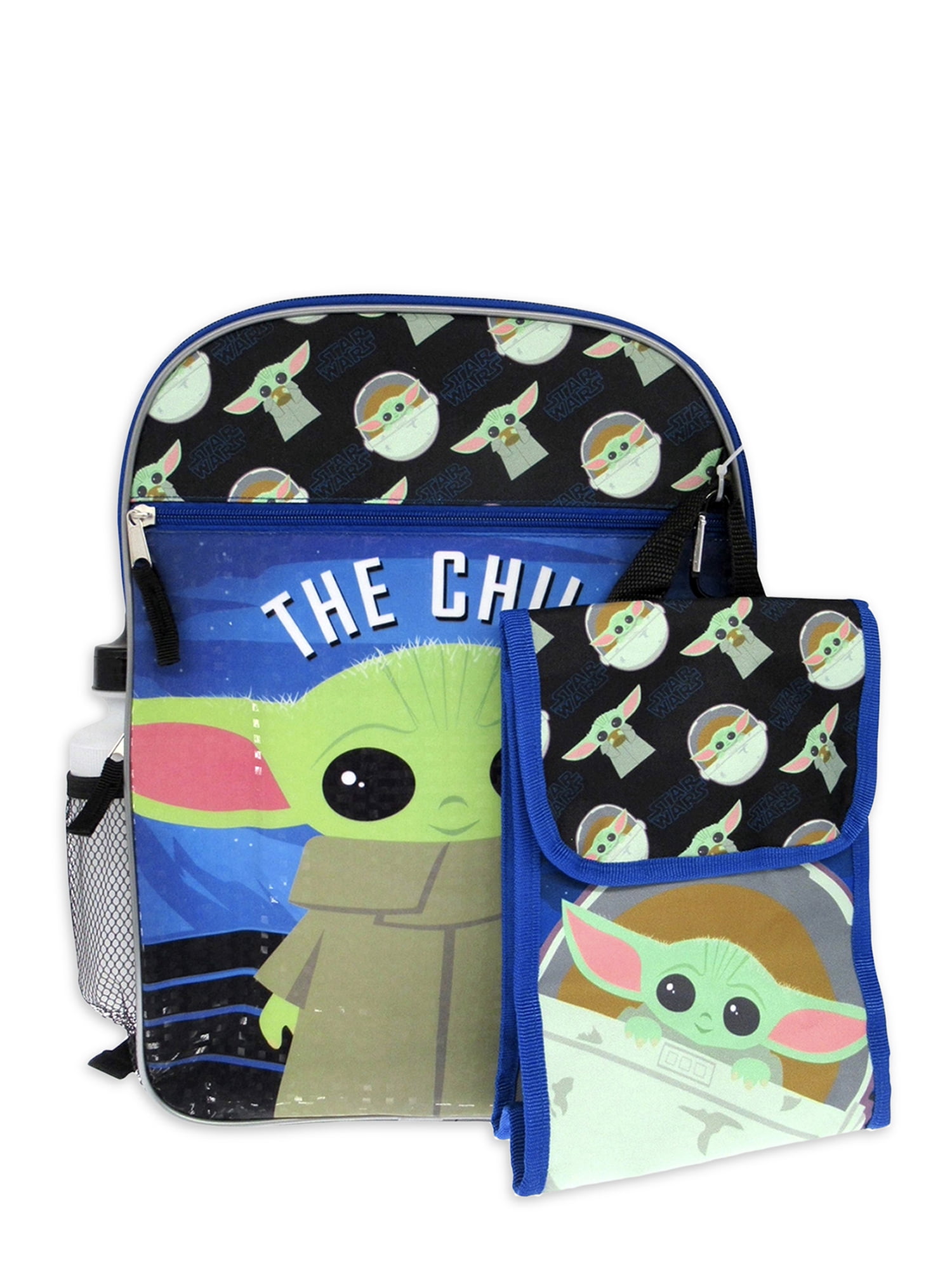 Star Wars: The Mandalorian Grogu The Child Baby Yoda Black Backpack with Lunch 5-Piece Set