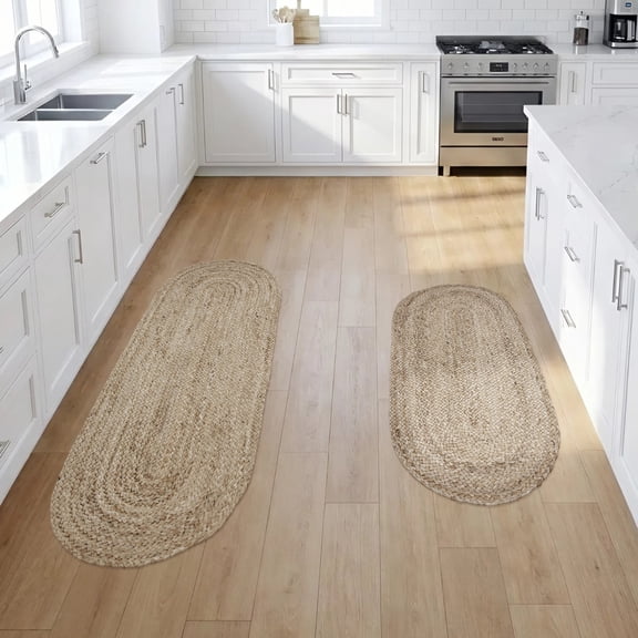 VHC Brands Natural Jute 2 Piece Rug Set, 17x36 and 17x48