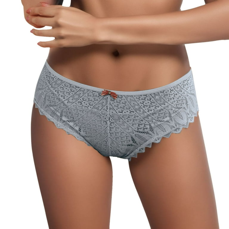 Gzea plus Size Lingerie for Women 4x-5x Panties For Women Crochet Lace Lace  Up Panty Sexy Hollow Out Underwear Blue,L