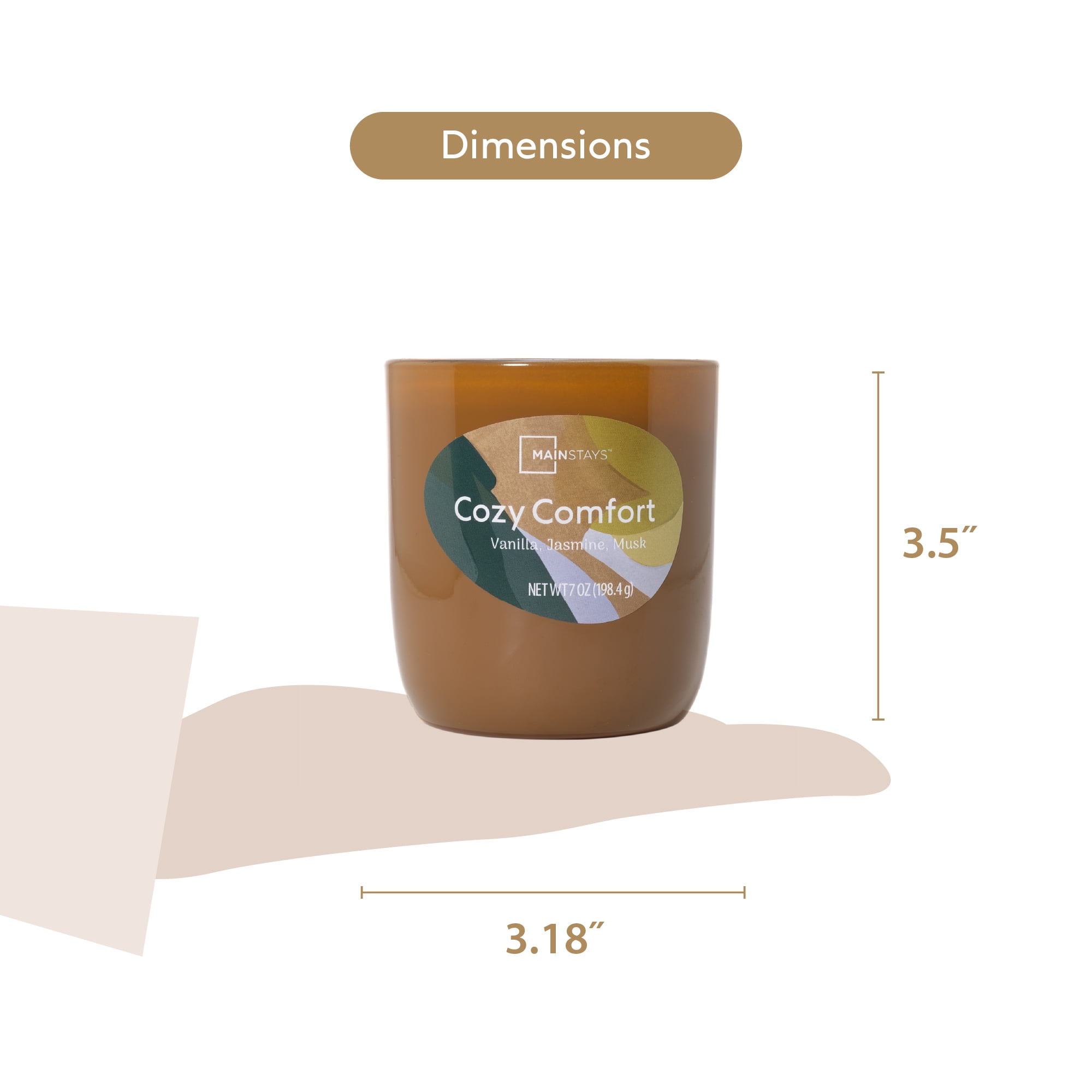 Mainstays Cozy Comfort 1-Wick Glossy Glass Candle, 7 oz
