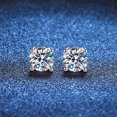 thumbnail image 4 of Pendientes de rosca de plata esterlina S925 para mujer, con cuatro garras, diamantes de imitación de moissanita, unisex, pendientes de moissanita, 4 of 5