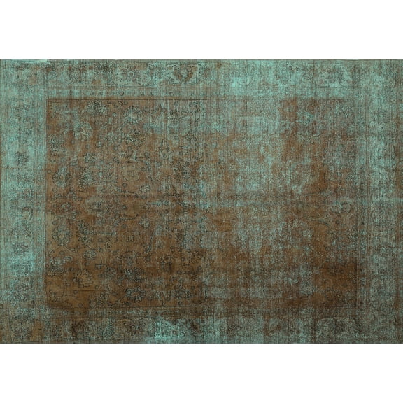 Ahgly Company Machine Washable Indoor Rectangle Persian Turquoise Blue Bohemian Area Rugs, 5' x 7'