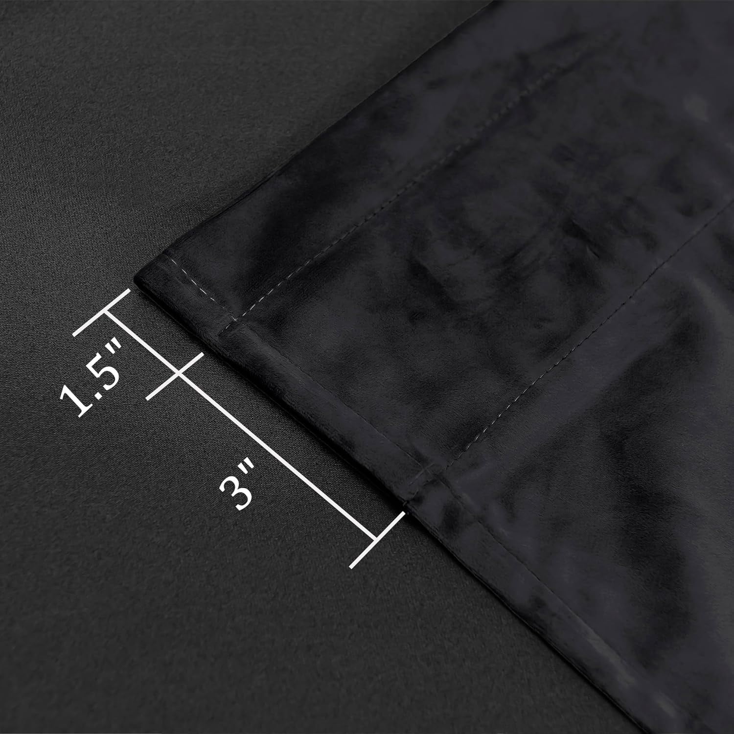 Hiasan Luxury Black Velvet Curtain with Tiebacks-Blackout Curtains for Bedroom/Living Room, Rod Pocket, 60" x 84", Set of 2