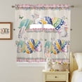 thumbnail image 5 of Easter Colored Eggs Swag Curtains Valance & Tier Set, Rabbit Pink Plaid Vintage Linen Spring 3 Pcs Set Kitchen Swag Valances and Tiers 36 Inch Length Rod Pocket Curtain Drapes for Bedroom, 5 of 9