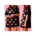 thumbnail image 2 of LMLYSoH Women's Sequin T Shirt Dress Short Sleeve Round Neck Heart Pattern Oversized Tops Party Dress, 2 of 8