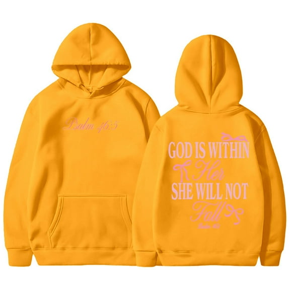 XINXIAOO Womens Hoodie Long Sleeve Women's Hoodies Pullover Oversized Hoodie for Women Yellow Plain Sweatshirt Winter Essentials Young Women