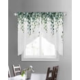 thumbnail image 3 of Green Leaves Swag Valances for Windows, Watercolor Spring Eucalyptus Branches Rod Pocket Sheer Valances for Large Windows, Swag Toppers Light Filtering for Kitchen Living Room 2 Panels 36''x45'', 3 of 6