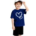 thumbnail image 3 of Girls Short Sleeve T Shirts Kids Boys Crew Neck Casual Loose Tops Rolled Cuff Cute Hearts Print Basic Summer Tees 2‐13 Years, 3 of 5