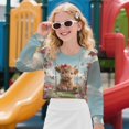 thumbnail image 2 of DISNIMO Girls Fall Crop Tops Highland Cattle Butterfly Printed Long Sleeve Cropped Sweatshirts Fashion Crew Neck Pullover Sweatshirt for Teens Youth, 2 of 7