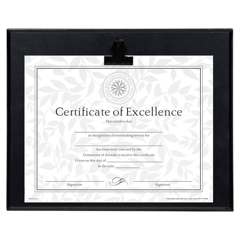 Plaque With Metal Clip, Wood, 8.5 x 11 Insert, Black Plaque With Metal Clip, Wood, 8.5 x 11 Insert, Black