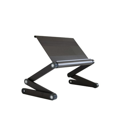 Executive Multi Angle - WorkEZ Executive Adjustable Ergonomic Laptop Cooling Stand & Lap Desk for Bed Couch folding aluminum desktop computer riser tray height tilt angle portable macbook cooling reading monitor,Black