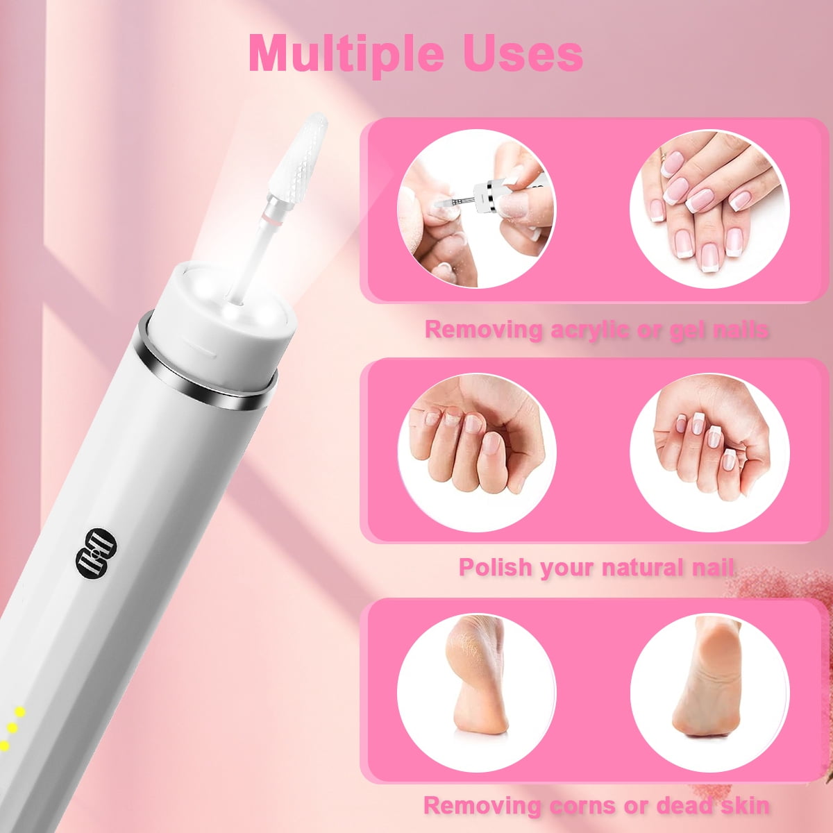 CIICII Electric Nail Drill, Eectric nail file,rofessional Nail Drill Kit for Men Women Home Salon-White