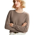 thumbnail image 2 of Women's 100% Merino Wool 2024 Fall Winter First-Line Ready to Wear Long Sleeve Seamless Knit Crewneck Sweater Coffee M, 2 of 9