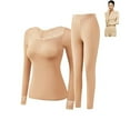 thumbnail image 2 of Hugcore Thermal Underwear for Women Elastic Thermal inner Wear Women's Thin Thermal Underwear Set High Elastic Long Base Layer Womens Thermal Set, Khaki, L, 2 of 9
