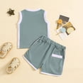 thumbnail image 4 of Musuos Toddler Boys Shorts Set, 3M 6M 12M 18M 24M 3Y Sleeveless Crew Neck Patchwork Tank Top with Elastic Waist Shorts Summer Outfit, 4 of 10