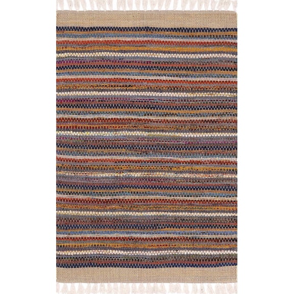 BoutiqueRugs Brenda Bohemian Hand Loomed Area Area Rug - Indigo, Tan, Rust - 2' x 3'