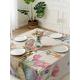 thumbnail image 3 of Spring Easter Suqare Tablecloth - 60 x 60 Inch, Pink Tulip Flowers Bunny Floral Rustic Waterproof & StainResistant Tablecloth, Washable Oil-proof Table Cover for Dining/Party/Wedding/Camping/Buffet, 3 of 9