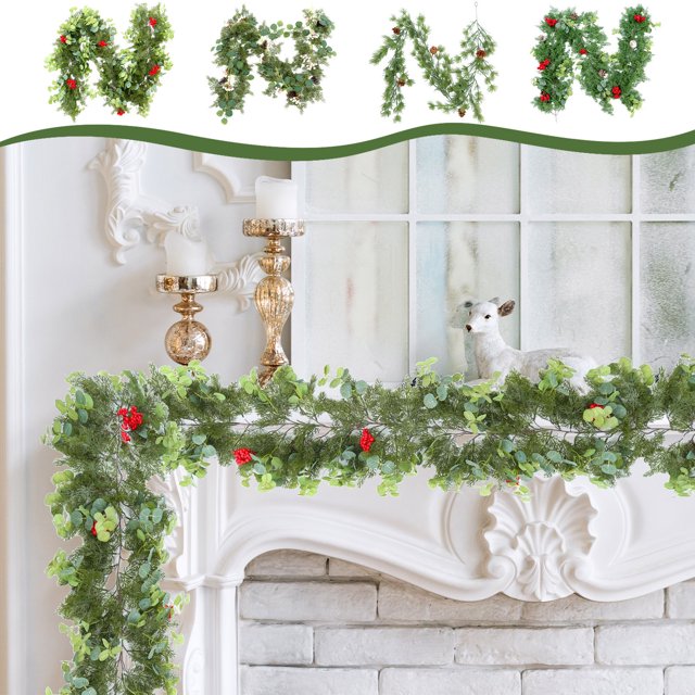 onlyliua Ofertas Flash Agujas de Pino de Navidad Arreglos de Ambiente Ratán Hojas de Dinero Frutos Rojos Pinos Cipreses Encriptación Decoración Navideña Verde
