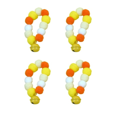 BQBQERT 4Pieces Adjust Plush Collar Pet Necklaces with Pompoms Bells Charm for Cats and Small Dogs Cats Party Jewelry