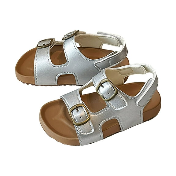Gubotare Baby Girl Sandals Toddler Boys Girls Outdoor Summer Sport Athletic Sandals for Little/Big Kid Size 13.5 (Silver,Little Kids 13.5)