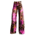 thumbnail image 6 of Women's Casual Pants Wide Leg Pants Women'S High Waisted Flower Patterned Pants Lightweight And Loose Casual Colorful Pants Heavyweight Pants,Pink Women's Casual Pants XXXXXL, 6 of 7