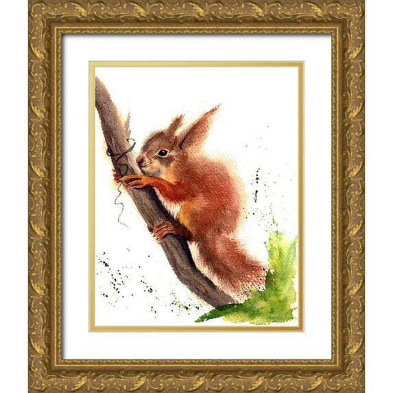 Shefranov, Olga 15x18 Gold Ornate Wood Framed with Double Matting Museum Art Print Titled - Squirrel