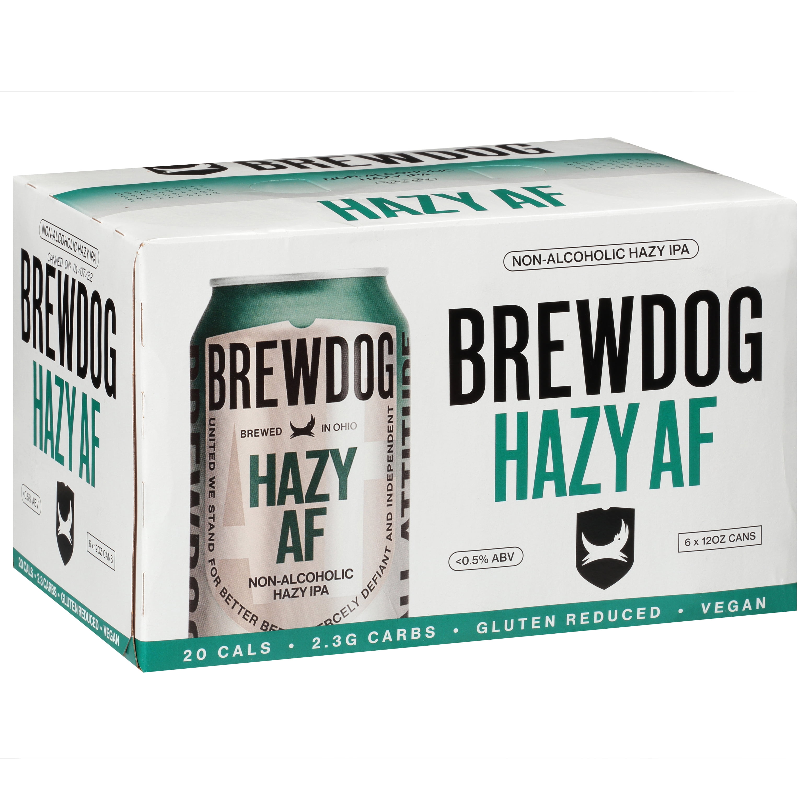 Brewdog HAZY AF (Pack of 6) Non Alcoholic Brew 12oz Cans New England Style IPA 20 Cal Per Gluten Redued (Includes 6 Individual Hazy AF 12oz Cans)