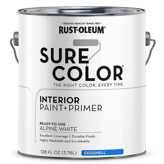 4-Pack of 1 gal Rust-Oleum 380219 Alpine White Sure Color Interior Paint   Primer, Eggshell