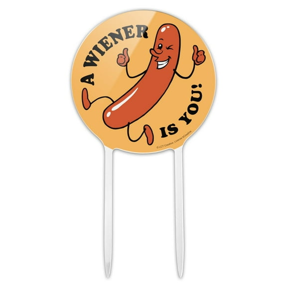 Acrylic A Wiener Winner Is You Hot Dog Funny Humor Cake Topper Party Decoration for Wedding Anniversary Birthday Graduation