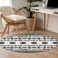 thumbnail image 5 of Black White Boho Round Area Rugs Collection 3.3', Vintage Abstract Art Ethnic Tribe Non Slip Indoor Circular Throw Runner Rug Floor Mat Carpet for Living Room Dining Table Bedroom Nursery, 5 of 9