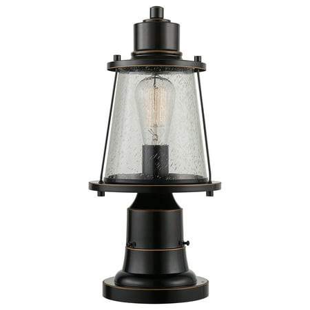 

Globe Electric Charlie 1-Light Oil Rubbed Bronze Outdoor Lamp Post Light Fixture with Base Adaptor and Seeded Glass Shade 44363