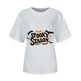 thumbnail image 4 of Hessimy women's Halloween Shirts Pumpkin T Shirt Short Sleeve Cute Graphic Tee Tops(White,XXXL), 4 of 6
