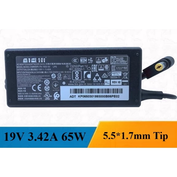 19V 3.42A 65W Laptop Charger Power Supply for Liteon 5.5*1.7mm Tip AC Adapter PA-1650-50