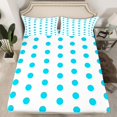 thumbnail image 2 of Manfei Kawaii Dot Pattern Queen Sheet Sets,Wave Point Flat Sheet,Kids White Blue Queen Fitted Sheet For Teens,Super Cozy Room Decor,4-Piece, 2 of 7