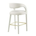 thumbnail image 4 of Bar Stool Chair Barstool, Ivory White Gold, Velvet, Pub Cafe Bistro Dining Kitchen Hospitality Restaurant, Modern Contemporary Boutique HB35941, 4 of 10