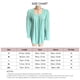 thumbnail image 2 of Camiseta de manga larga para mujer Escote ancho Frente plisado Blusas casuales de color puro sueltas Verde menta M, 2 of 3