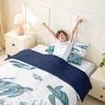 thumbnail image 3 of Erosebridal Ocean Animal Turtle Twin Bedding,White Teal Duvet Cover Set For Girls Boys 2-Piece,No Comforter,Reversible, 3 of 6