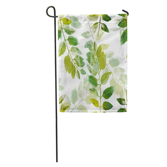 NUDECOR Leaves Botanical Digital and Watercolor Mixed Media Boho Fabrics Souvenirs Packaging Screen Saver Garden Flag Decorative Flag House Banner 12x18 inch