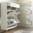 thumbnail image 5 of HOMCOM Narrow Shoe Storage Cabinet for Entryway with Wave-like Panels and Adjustable Shelves for 12 Pairs of Shoes, White, 5 of 9