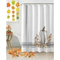 thumbnail image 3 of Fall Shower Curtain White Pumpkin Leaf Branch Fall Shower Curtains for Bathroom Decor Autumn Harvest Thanksgiving, Gray Stripes Bath Curtains Sets with Hooks Waterproof Standard Size 72" x 72", 3 of 6