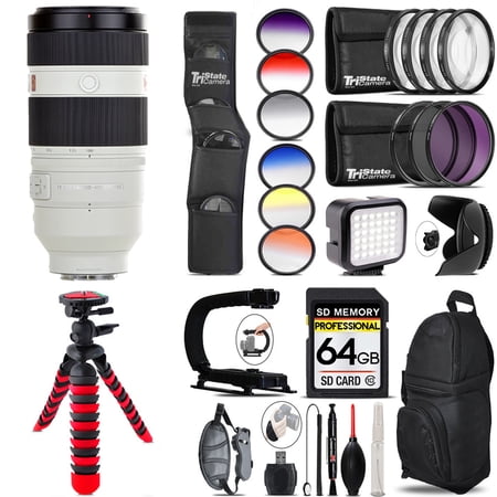 Sony FE 100-400mm f/4.5-5.6 GM OSS Lens +LED Light - 64GB Accessory Bundle