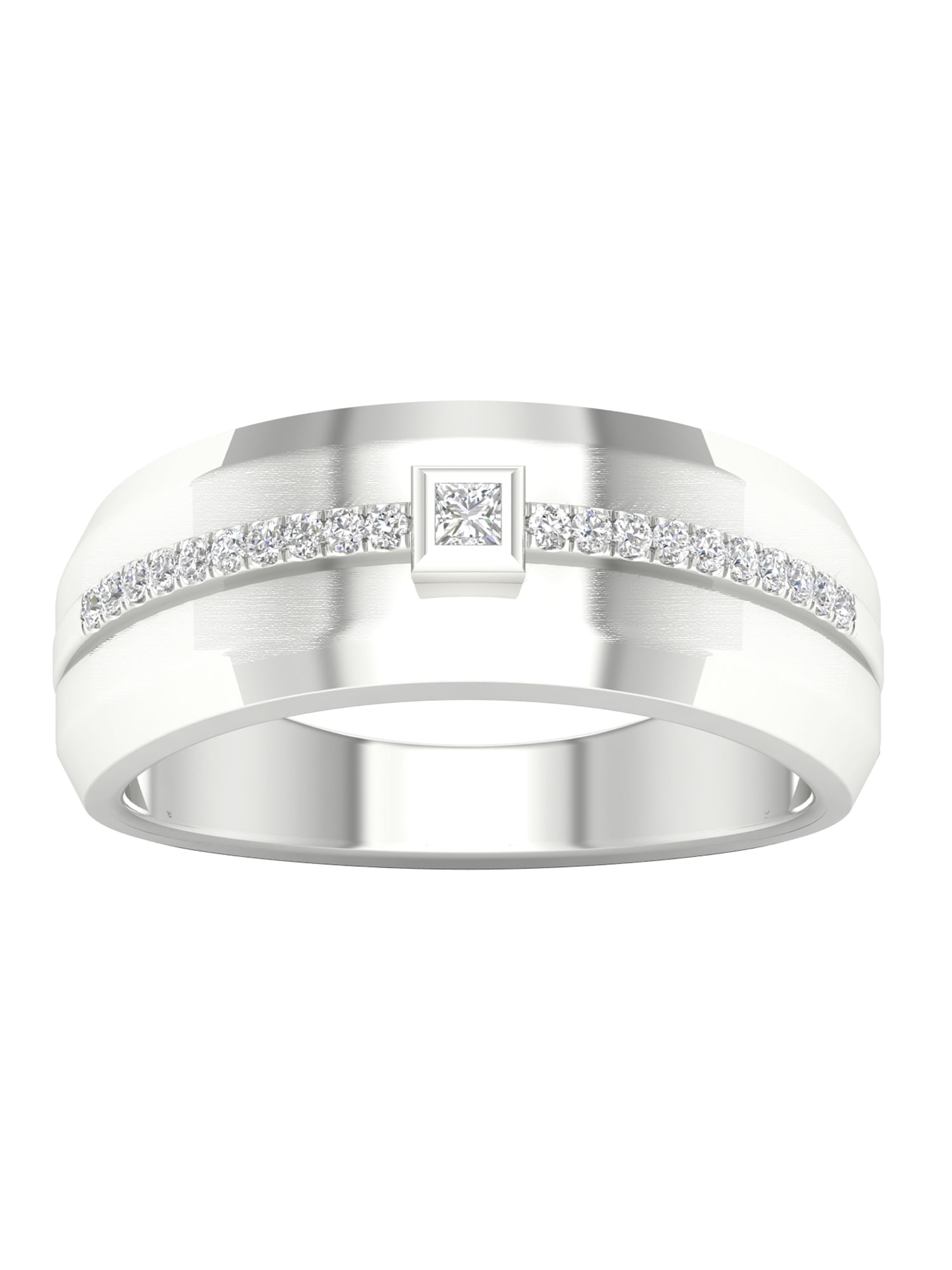 Imperial 1/6Ct TDW Diamond 10k White Gold Princess Diamond Solitaire Mens Ring (H-I, I2)