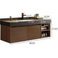 thumbnail image 5 of 48" Floating Bathroom Vanity with Sink, Modern Wall Mounted Vanity Bathroom Storage Cabinet with V-Shaped Fluted Drawers Door, Ceramic Basin, Open Shelf, Walnut, 5 of 6