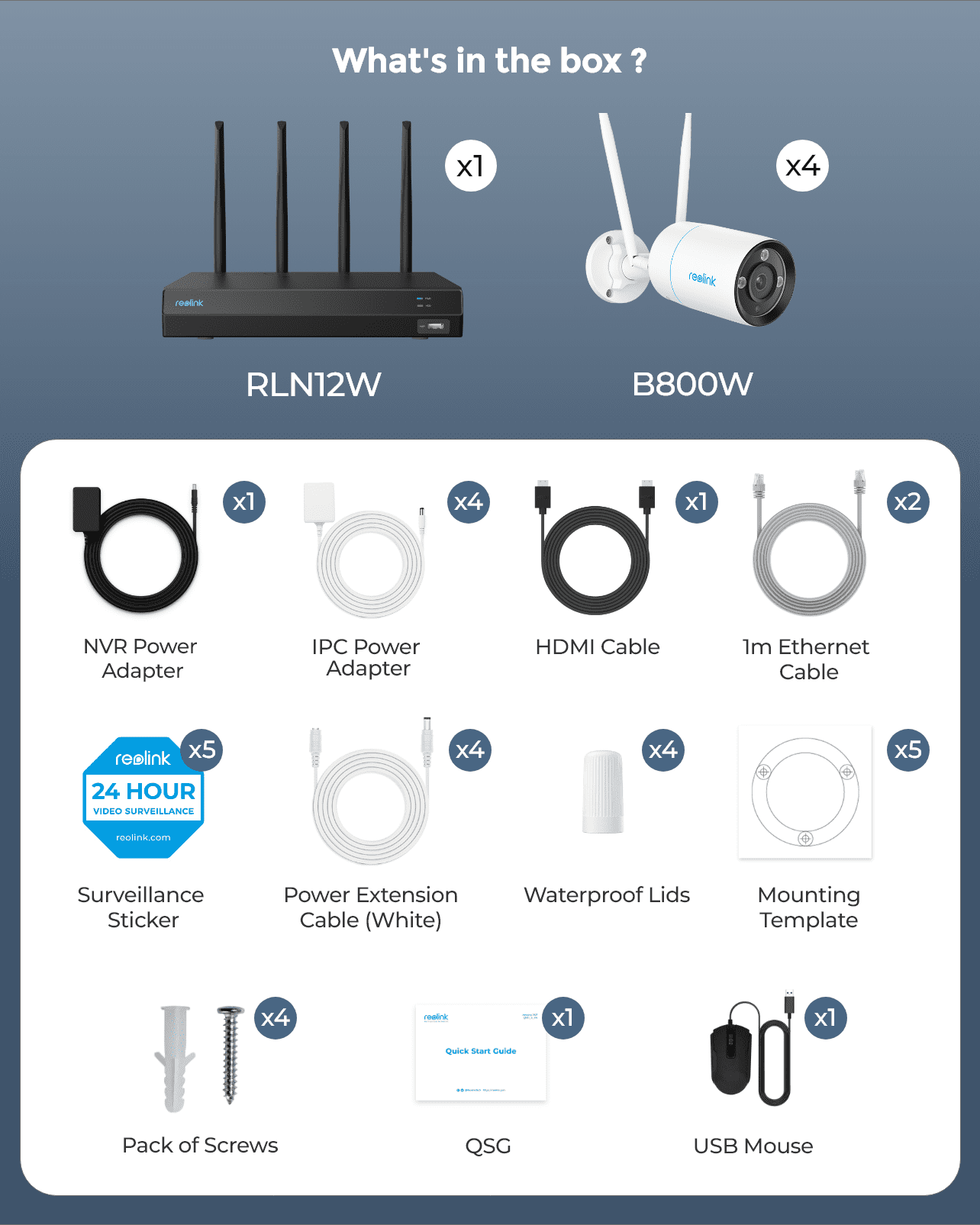 Reolink 12 Channel All-Powerful 4K WIFI Security Camera System,4 pcs WIFI 8MP Camera, 12CH NVR, Two-way Audio