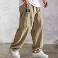 thumbnail image 2 of FINALGANG Mens Solid Color Cable Knit Textured Pants Elastic Waist Drawstring Loose Fit Small Label Accent Casual Trousers For Daily Wear Comfort Classic Bottoms, 2 of 4